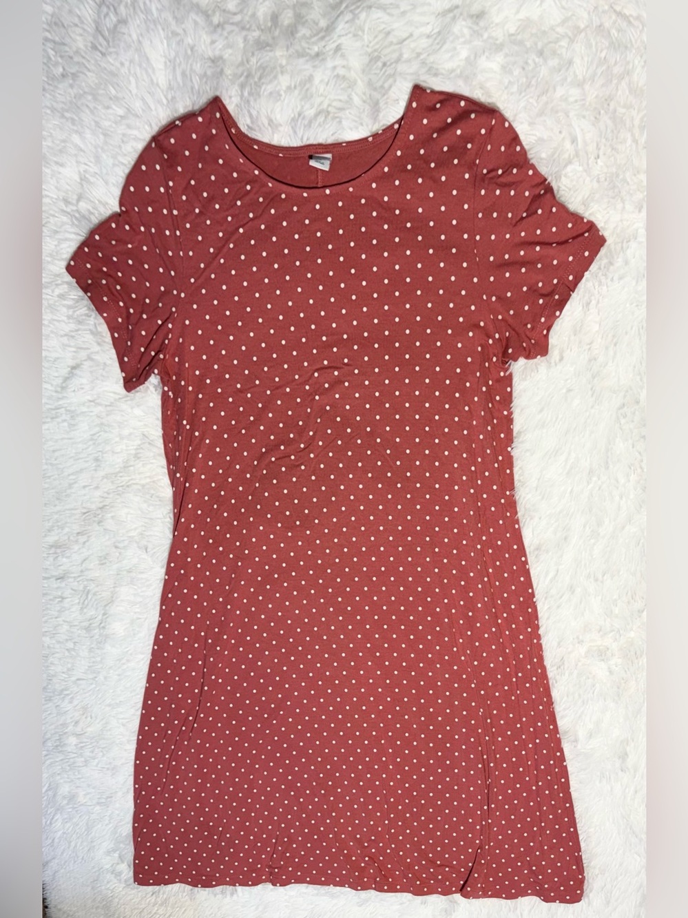 Old Navy Women's Polka Dot Dress Terracotta Rust Size M Casual Short Sleeve Midi - Picture 2 of 6